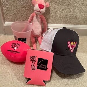 Owens Corning Roofing Pink Panther Plush Set with Cap and Football